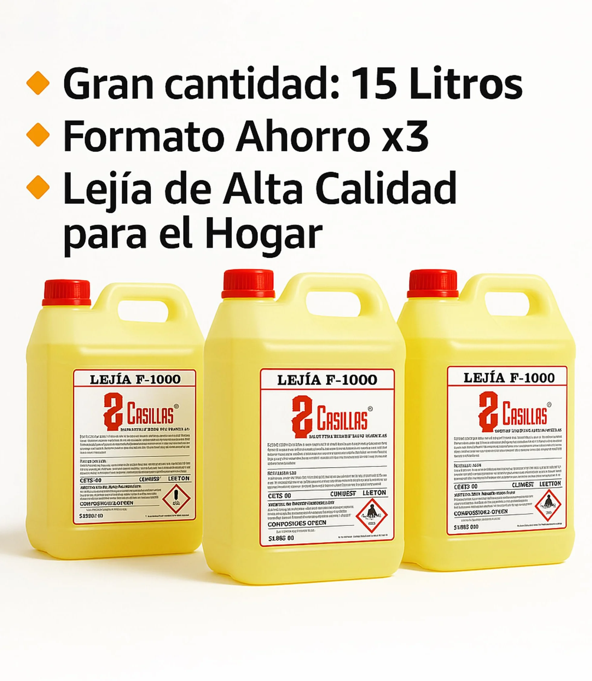 Lejia Profesional 5L Desinfectante Superficies Hogar Baño Cocina Azulejos Suelos Pack Ahorro 3 Garrafas Limpieza Total Antibacteriana Higienizante Elimina Olores Fungicida Sin Restos Cloro