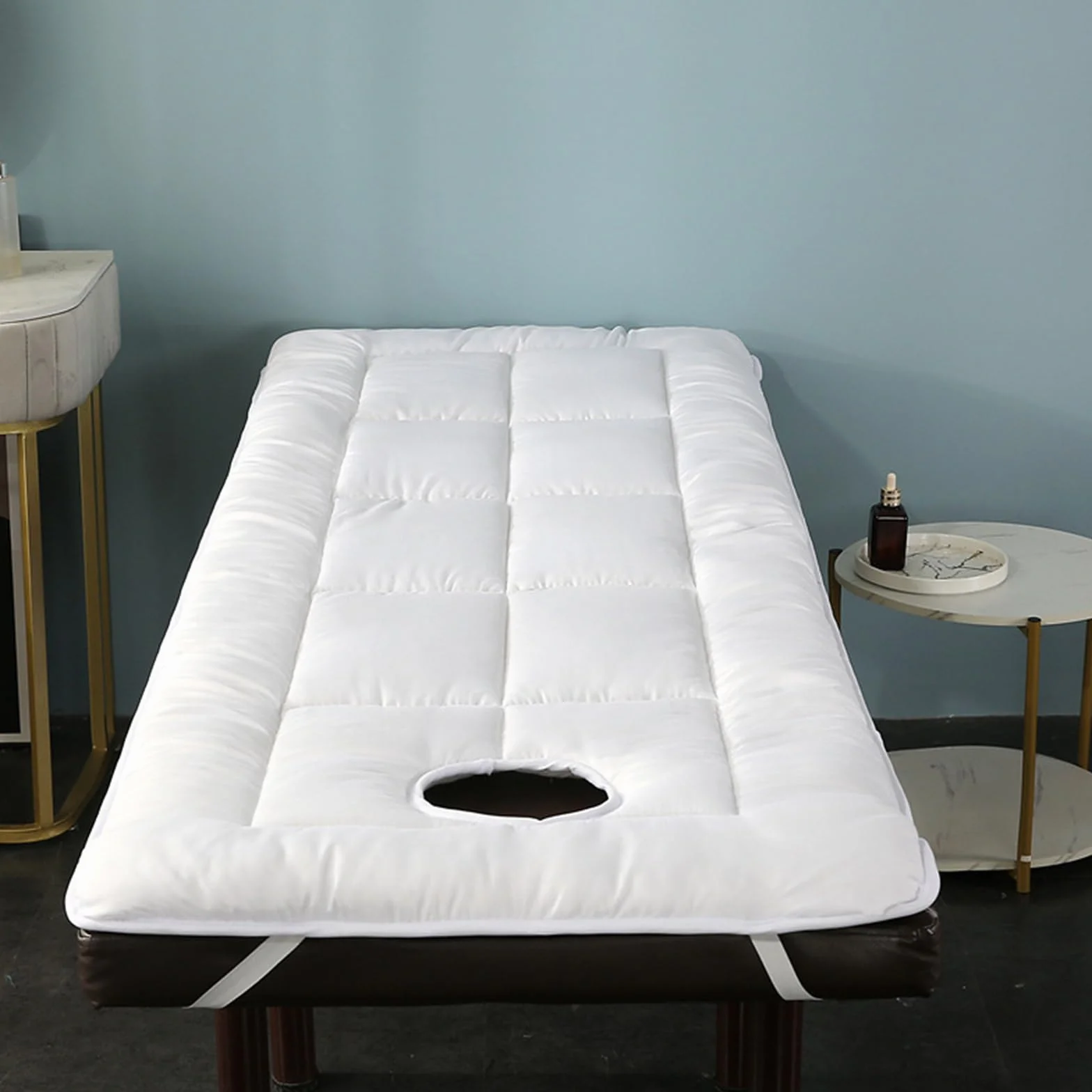 Highdi Colchón para Camilla de Masaje on Agujero, Colchón de Masaje Plegable Suave Cómodo para Camilla de SPA, Salón de Belleza,Funda para Camilla (70x190cm,Blanco)