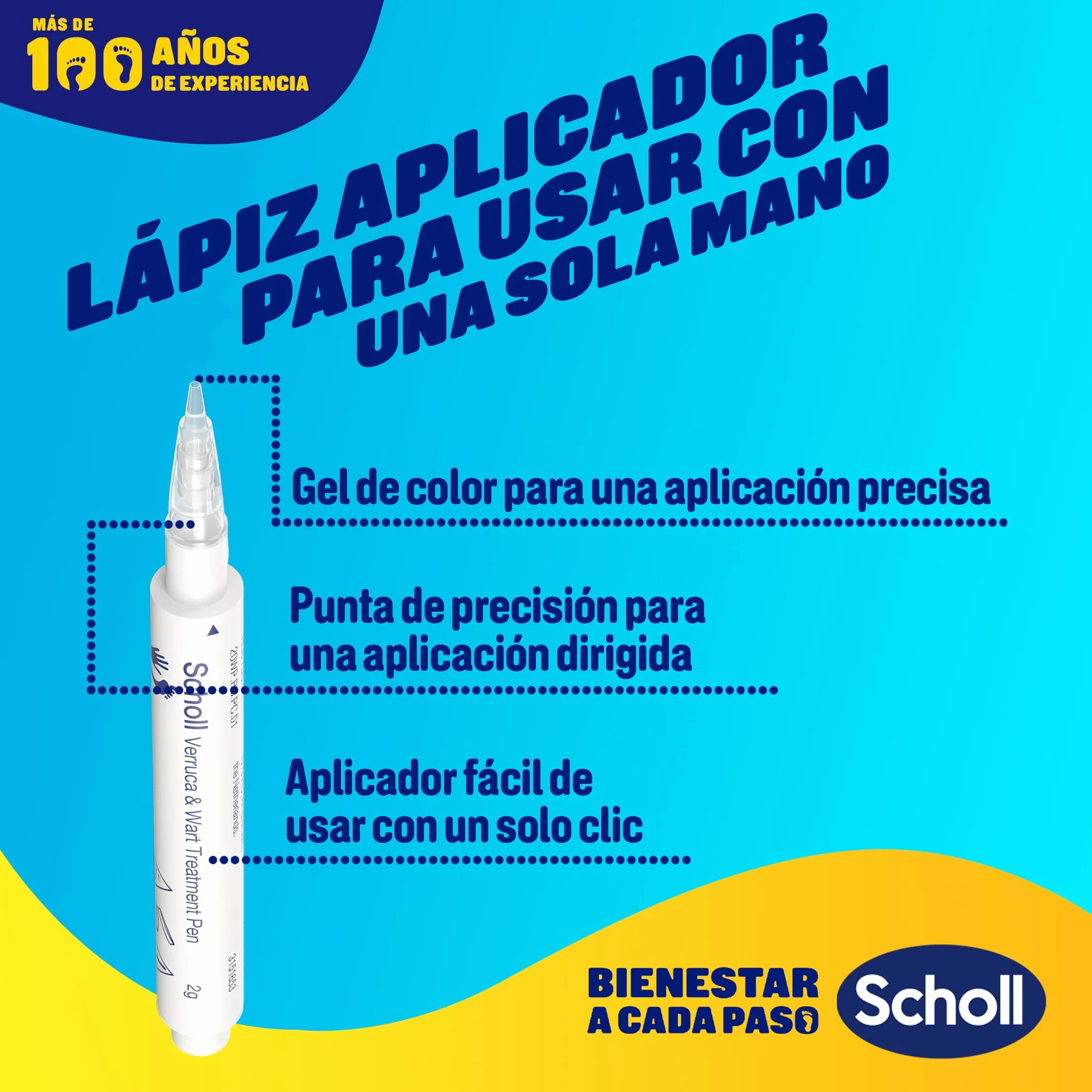 Dr. Scholl's Lapiz de Tratamiento Verrugas - Resultados visibles en una semana - Aplicador de precision - Clinicamente probado - TCA Active Gel